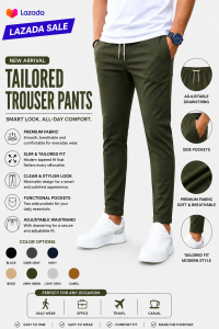 Men’s Army Green Korean Slim Fit Trouser Pants | Casual Office Streetwear | Alexanna’s Online Store