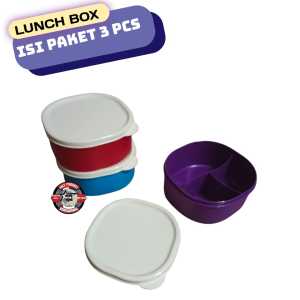 ( isi 3 pcs ) MISTING 2090 Lunch Box Kotak Bekal Anak Tk SD Tempat Makan 3 Sekat