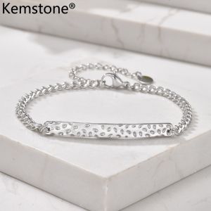 Kemstone Stainless Steel Brushed Hammered Curved Plate Mens Bracelet Robust Fashion Jewelry Gift