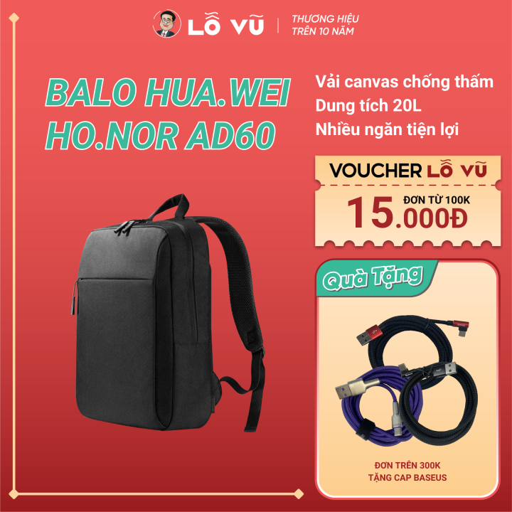 Balo HUA.WEI Ho.nor AD60, Vải canvas chống thấm,  Dung tích 20L, Nhiều ngăn tiện lợi, balo đựng laptop