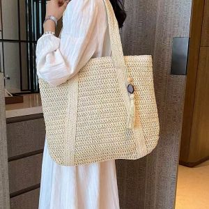 Korea Ins2024 tas wanita baru tas jerami tas pantai tas rekreasi fashion tas bahu tas travel tas liburan