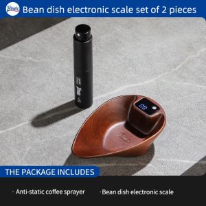 BINCOO Coffee Electronic Scale Coffee Bean Storage Jar Tray Solid Wood Italian Specialty Mini Portable Coffee Bean Dish Scale