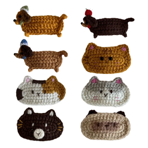 กิ๊ฟติดผมโครเชต์เครื่องประดับผมไหมพรมอ่อนสำหรับเด็กและวัยรุ่นที่ติดผมแฟชั่นของขวัญสำหรับผู้ที่ชื่นชอบสัตว์เลี้ยง1ชิ้น