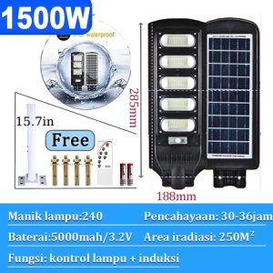 【Garansi 30 tahun】Lampu Jalan Tenaga Surya Matahari 300W/1500W Solar Sensor Street Cell Lights LED Lampu tenaga surya IP67 anti air Lampu sensor LED Luar Ruangan Lampu Sorot Surya anti air outdoor pencahayaan 24 jam