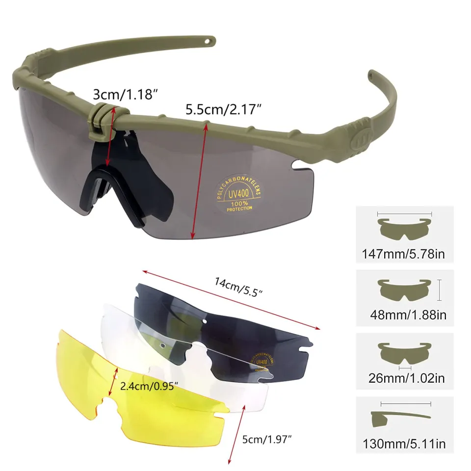 Tactical Military Sunglasses with Extra Myopia Frame Impact