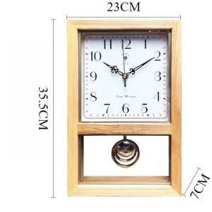 Sacesr Silent Table Pendulum Clock Wooden Retro Aesthetic Desk Clock Elegant Simple Watch Interior Room Desktop Decoration Ornaments 9Y3K6