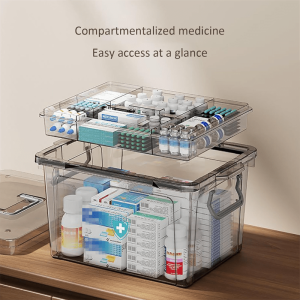 [Everyday Comfort] Clear Double-Layer Medicine Storage Box Waterproof PP Material Multi-Compartment Organizer for Home and Bedroom Ideal for Pills Vitamins and First Aid Supplies Pill Box