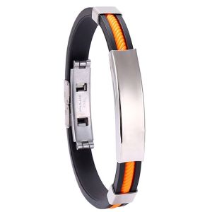 【Fast ship】Mens Slimming Detox Stainless Steel Bracelet with Engraved Titanium Trim