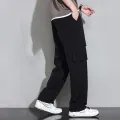 Celana Cargo Panjang Pria Korean style loose pants celana Olahraga Sport Jogging Big Size baggy pants Oversize longgar Celana training keren murah celana jumbo celana banyak kantong sweatpants quick dry cargo hitam. 
