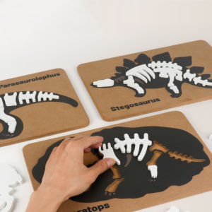 Wooden Animal Dinosaur Puzzles Archaeological Dinosaur Fossil Skeleton Model Cognitive 3D Jigsaw Puzzle Board Kids Toys Gifts2026