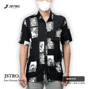 Jstro Kemeja Pendek Hitam Motif 4
