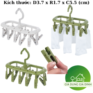 Móc Chùm Nhựa 12 Kẹp Việt Nhật 2803 Phơi Đồ Cho Bé Móc Treo Elip Kẹp Vớ Tất Khăn Sữa Sơ Sinh Quần Áo 1