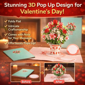 Romantic 3D Flower Bouquet Greeting Card Valentines Day Unique Handmade Greeting Card Creative Pop Up Design Gift Card 情人节立体花束贺卡