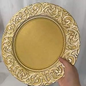 Dinner Plate Tray Round Gold Tray Wedding Hotel Party Craft Tray Plastic Tray Plate Table Set Up Plate Divider COD