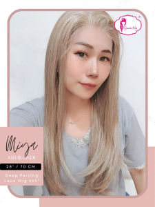 Ryuuta Wig Front Half Lace Deep Free Parting Miya Ash Blonde