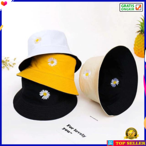 TOPI LEBAR WANITA KOREA BUCKET MOTIF BUNGA ZUMBA VISOR GOLF CAP OUTDOOR PANTAI CEWEK KEKINIAN IMPORT W14