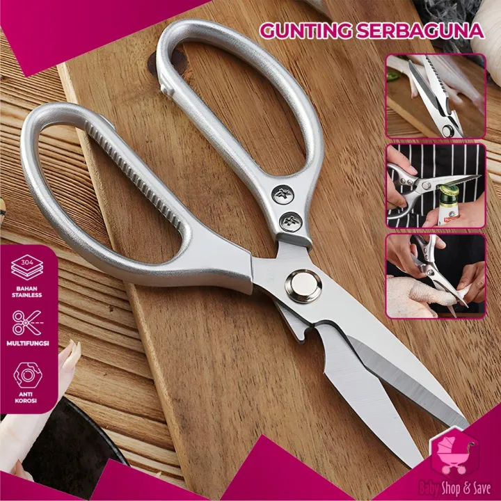 BabyShop-C976%20Gunting%20Dapur%20Serbaguna%20Stainless%20Tahan%20Karat%20/%20Gunting%20Ayam%20Ikan%20Daging%20Sayuran%20-%20Image%204