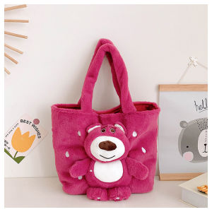Túi Tote Học Sinh Đính Gấu Cỡ Lớn Vải Nhung Lông Mềm Mịn Phong Cách Hàn Quốc Dễ Thương