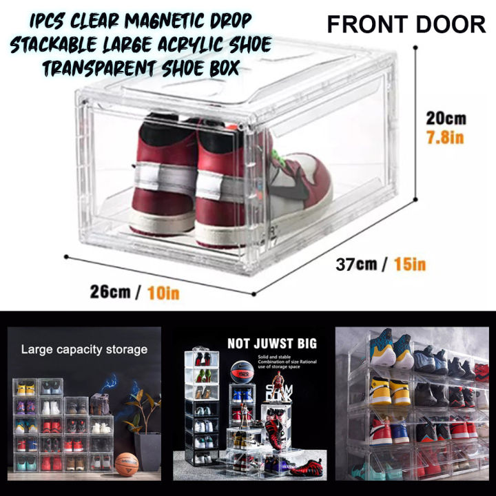 Acrylic Shoe Box Clear Stackable Front Drop Shoes Storage Organizer Large Size Lazada PH