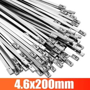 20-100Pcs Metal Cable Zip Ties 304 stainless steel Self-locking Cable Wire Tie Wrap
