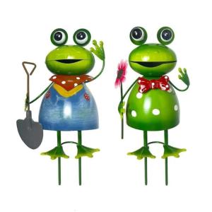 Artistic Frogs Figurine Pair Durability Iron Animal Decoration for Patios Gardens for Nature Loving Parent Grandparents