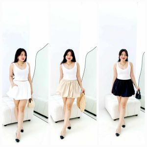 D Korean Fashion  Plain Color Bubble Skirt