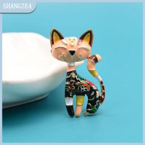 【SHANGZE4】 Dễ thương động vật men mèo trâm cài cho phụ nữ quần áo áo trang sức phụ kiện Quà Tặng