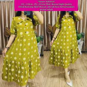 Daster Kekinian Motif Dress Kerah Rayon Premium Rempel Busui