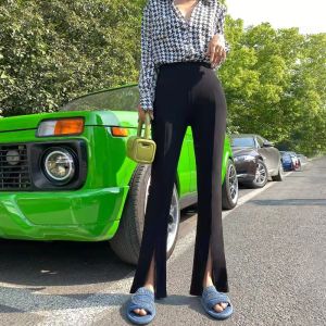 DressQueen--Split Hem Flared Leg Pants