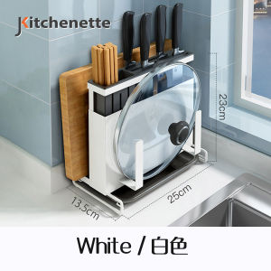 Wall Mount Kitchen Cutting Board Rack Knife Cutlery Holder