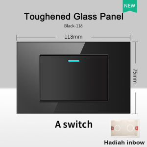 【Hadiah inbow】Soket Sakelar Lampu/118 Sakelar Hitam Canggih/Sakelar Lampu Pengisi Daya USB/Sakelar Dinding/1/2/3 Sakelar Mewah Kaca Tempered Hitam