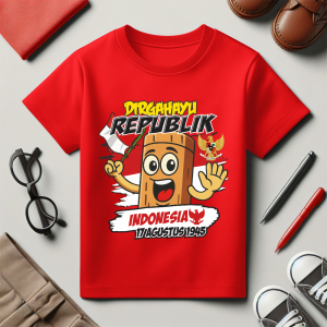 Baju Kaos Anak Laki-Laki Kemerdekaan Indonesia 17 Agustus Ke 80 Usia 1 - 10 Tahun - Hypelane Kids
