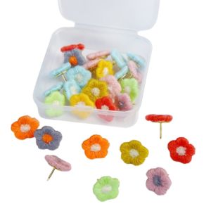 GIORGIONE 20/30/50Pcs DIY Embroidery Flower Pushpins 3D Creative Board Push Pin Portable with Box Colored Flower Push Pins Photo Wall Decor