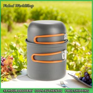 Compact Camping Cooking Set with Handle Lightweight Cookware Kit for 1-2 Persons Great for Outdoor Cooking