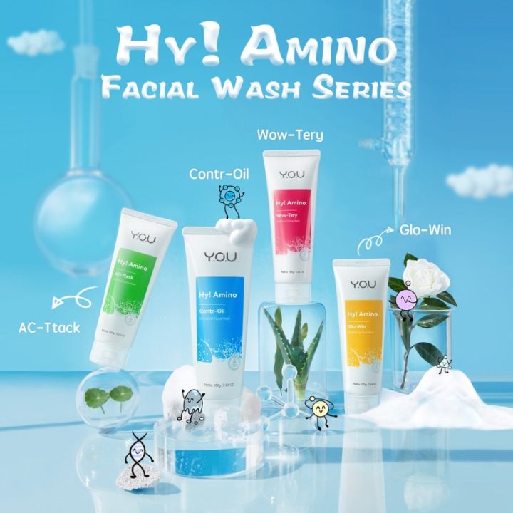 Y.O.U Hy! AMINO FACIAL WASH/ SABUN PEMBERSIH WAJAH 100 GRAM