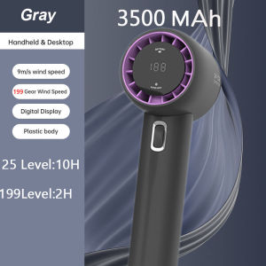 199 Speed Wind Mini Fan Rechargeable Turbo Jet Fan Brushless Motor Handheld Fan With Lanyard 3500mAh Fast Charging 200 Level Adjustment Visual Wind Speed Power Display Long Battery Life For Commuting To Work And Outdoor Sports