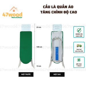 Cầu Là Quần Áo Tăng Giảm Độ Cao JM3 - Bàn Để Ủi Cao Cấp Chân Inox  47wood