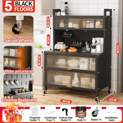 2026 New Upgrade 12mm Rock Slab Kitchen Storage Cabinet Multifunctional Storage Cabinet Kitchen Cabinet Home Sideboard Cabinet Sideboard Cupboard Cabon Steel Organizer Countertop