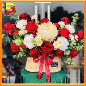 Giỏ Hoa Lụa Giỏ Hoa Cắm Sẵn Nhiều Màu Sắc Dùng Để Làm Quà Tặng Khai Trương Sinh Nhật DG-441