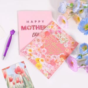 NUBE Flowers Design Mothers Day Cards Beautiful Writable Card Greeting Cards Creativity 3D Pop-Up Design Mothers Day Blessing Card Gift for Mom