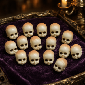 RUANGE 12PCS Mini Halloween Doll Heads Delicate Gothic Creepy Ornament Funny Lightweight Scary Doll Christmas