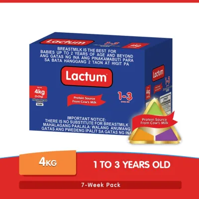 ONLINE EXCLUSVE Lactum for 1-3 Years Old Plain Milk Supplement Powder 4kg