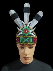 MAHKOTA TARI/IKAT KEPALA/HIASAN KEPALA/KOSTUM TARI ADAT DAYAK MOTIF 3 BULU