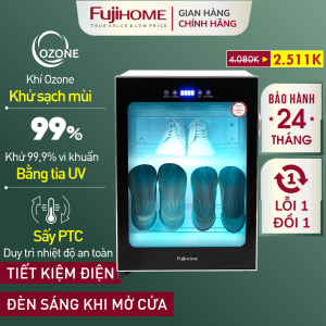 Máy sấy giày khử mùi Ozone-UV FUJIHOME 68 Lít Tủ sấy khô đựng giày đa năng khử trùng mùi hôi đồ bát đĩa