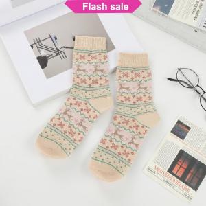 SHENHAO2🎀 1 Cặp Hươu Patterned phụ nữ in vớ dày thích hợp cho ấm áp mềm mại thoải mái giáng sinh vớ mùa thu mùa đông vớ