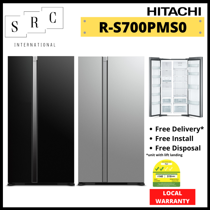 Hitachi RS700PMS0 Sidebyside Standard Refrigerator 595L Lazada