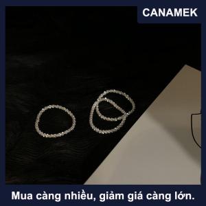 【CANAMEK】 Chic tối giản màu bạc sáng bóng nhẫn cho phụ nữ có thể điều chỉnh vòng cá tính thời trang mỹ trang sức Wedding party Quà Tặng