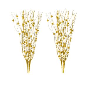 5PCS Christmas Artificial Gold Pink Berry Branches 43cm DIY Christmas Tree Garland Decoration 2024 New Year Vase Table Decorations Party Supplies