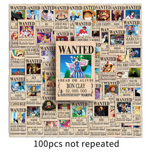 100PCS One Piece Wanted Poster AB Series Anime Creative Graffiti Sticker Notebook  DIY Decoration Waterproof Stickers