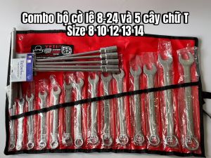 Combo bộ cờ lê Yeti 8-24 và 5 cây vặn ốc chữ T size 810121314 Rebel